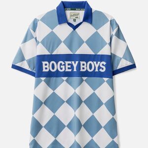 Bogey Boys Blue Checkered Short Sleeve Golf Polo Shirt Men’s Medium